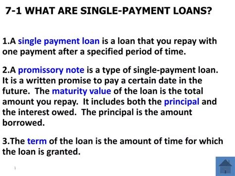 Single Payment Loan